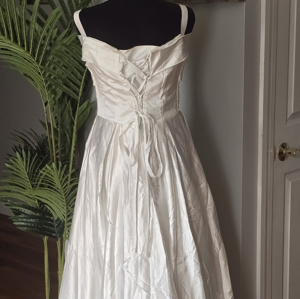 Elegant White Satin Dress